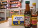 Our table condiments for lunch.